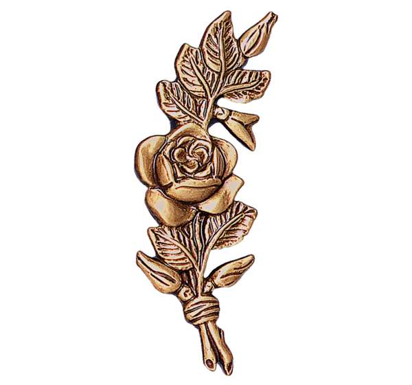 Ramillete con Rosa en Bronce de 6 y 12 cm para Decoración de Lápidas y Columbarios