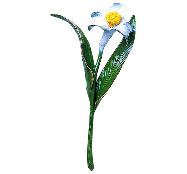 Flor de Iris en Bronce Pintada a Mano de 20 cm. / Garantía 20 años