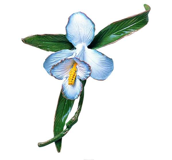 Flor de Hibisco en Bronce Pintado a Mano de 22 cm. / Garantía 20 años