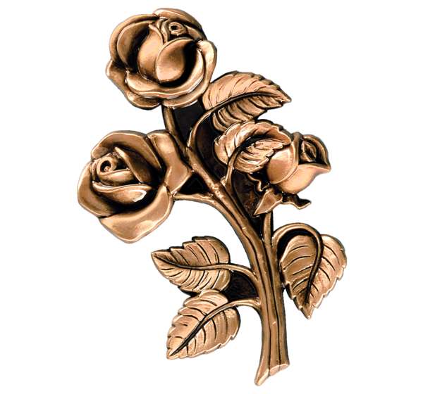 Ramillete de Rosas en Bronce de 13 cm. para Decoración de Lápidas y Columbarios