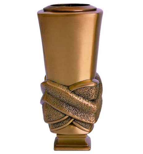 Jarrón de Bronce con Bandas en Relieve de 12 cm para Lápidas