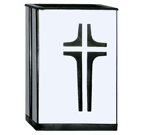Florero Funerario Minimalista de Acero Inox con Cruz Calada 14 cm