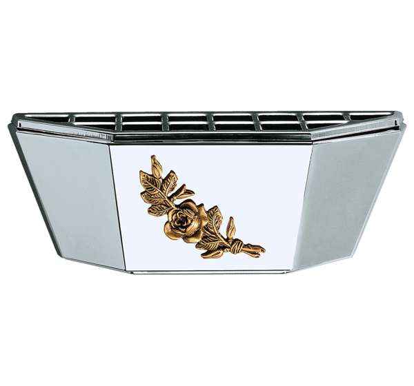 Jardinera de Acero Inox con Rosa de Bronce 33 cm Lápidas