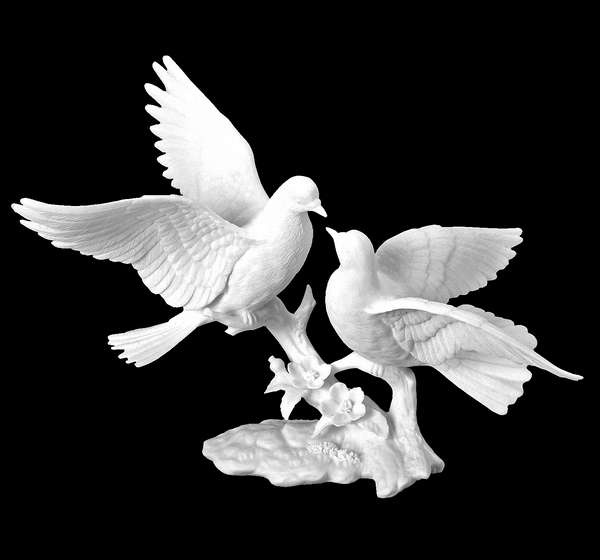 Palomas sobre rama 26x19 cm.