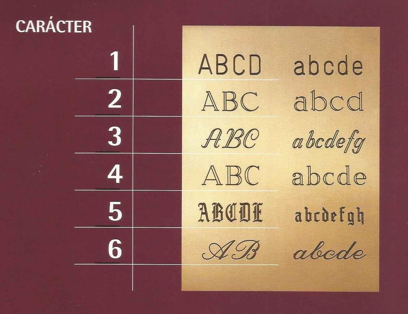 Carácter Grabado Libros y Pergaminos de Bronce