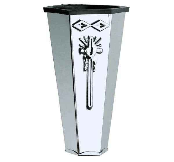 Jarrón Funerario de Acero Inox con Cruz 17 cm Lápidas