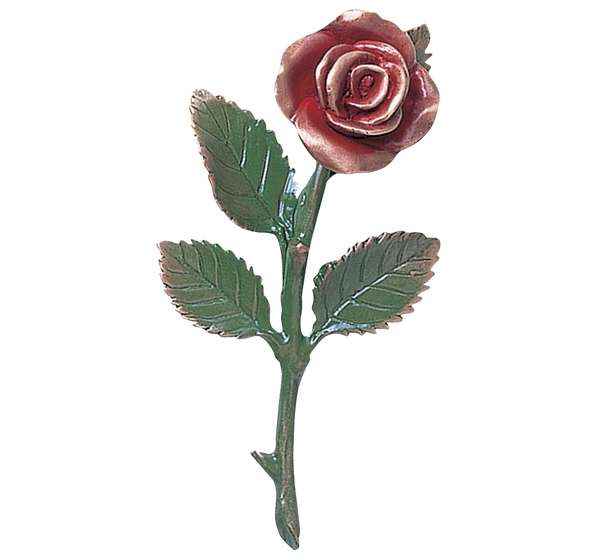 Rosa en Bronce Pintada a Mano de 16 cm.