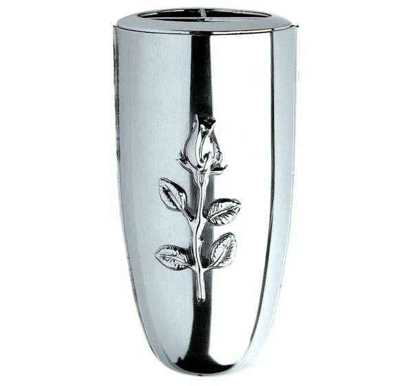 Jarrón Clásico de Acero Inox con Rosa 19 cm Lápidas