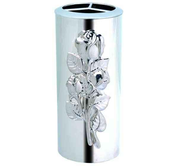 Jarrón con Rosa de Acero Inox. para flores 19 cm