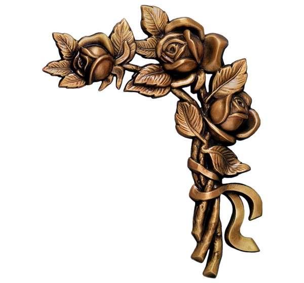 Ramo de Rosas en Bronce de 22 cm. para Decoración de Lápidas