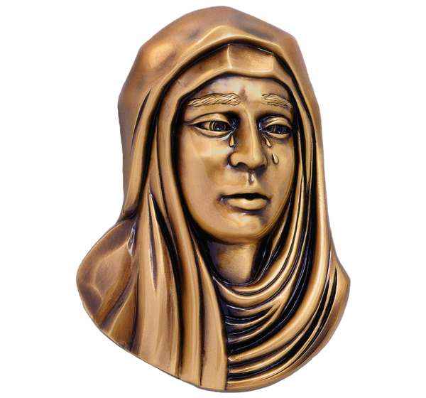 Relieve Cara de Virgen Dolorosa en Bronce 27 cm Lápidas