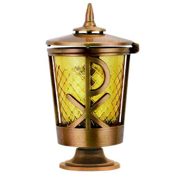 Farol de Bronce para Lápidas con Vaso de Cristal