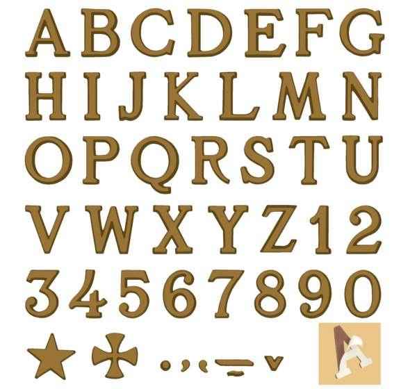 Letras Adhesivas Romanas para Lápidas de Bronce | 5 cm y 3 cm - Aptas para Exterior