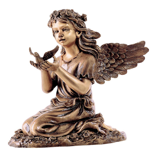Escultura en Bronce de Ángel con Paloma (52 cm.) / Imagen para Decoración de Lápidas