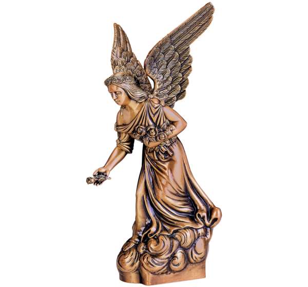 Escultura en Bronce de Ángel Ofreciendo una Rosa (59 cm.) / Imagen para Decoración de Lápidas