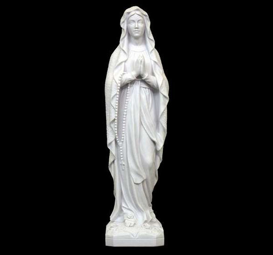 Escultura de la Virgen de Lourdes en Marmolina de 105 cm / Imagen para Lápidas