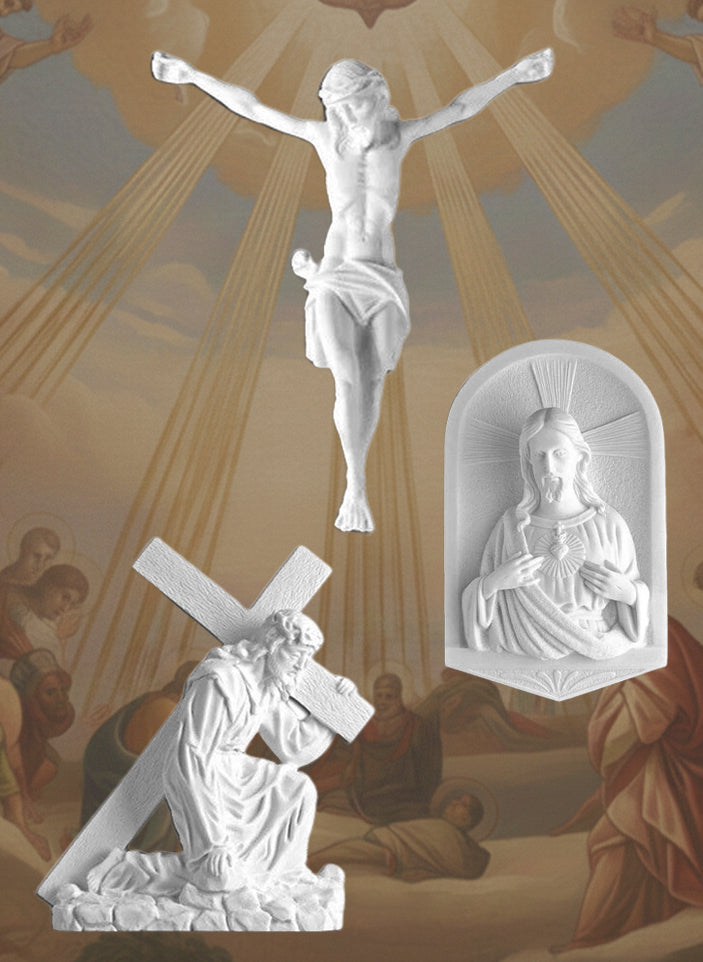 Cruces y Cristos para Lápidas y Nichos. Cruces Funerarias de Marmolina. Materiales para decoración funeraria exterior
