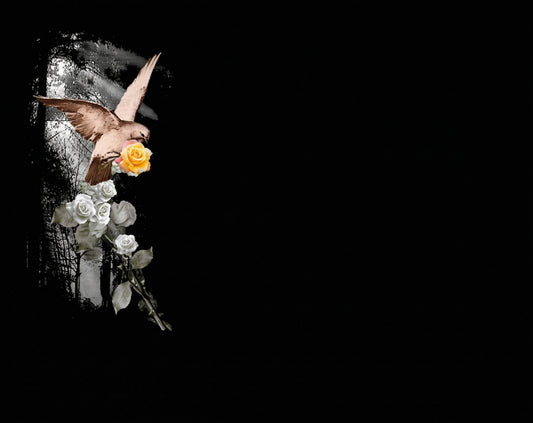 Lápida de Nicho con Grabación Láser y Cerámica Integrada de Paloma y Rosas