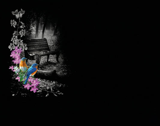 Lápida de Nicho con Grabación Láser y Cerámica Integrada de Pájaros y Banco