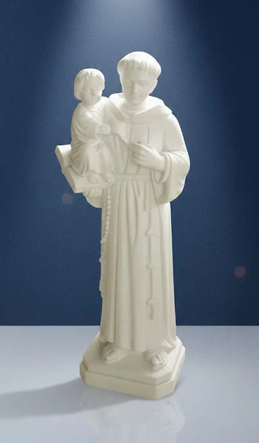 Estatua corpórea de San Antonio tallada artesanalmente en mármol Blanco,