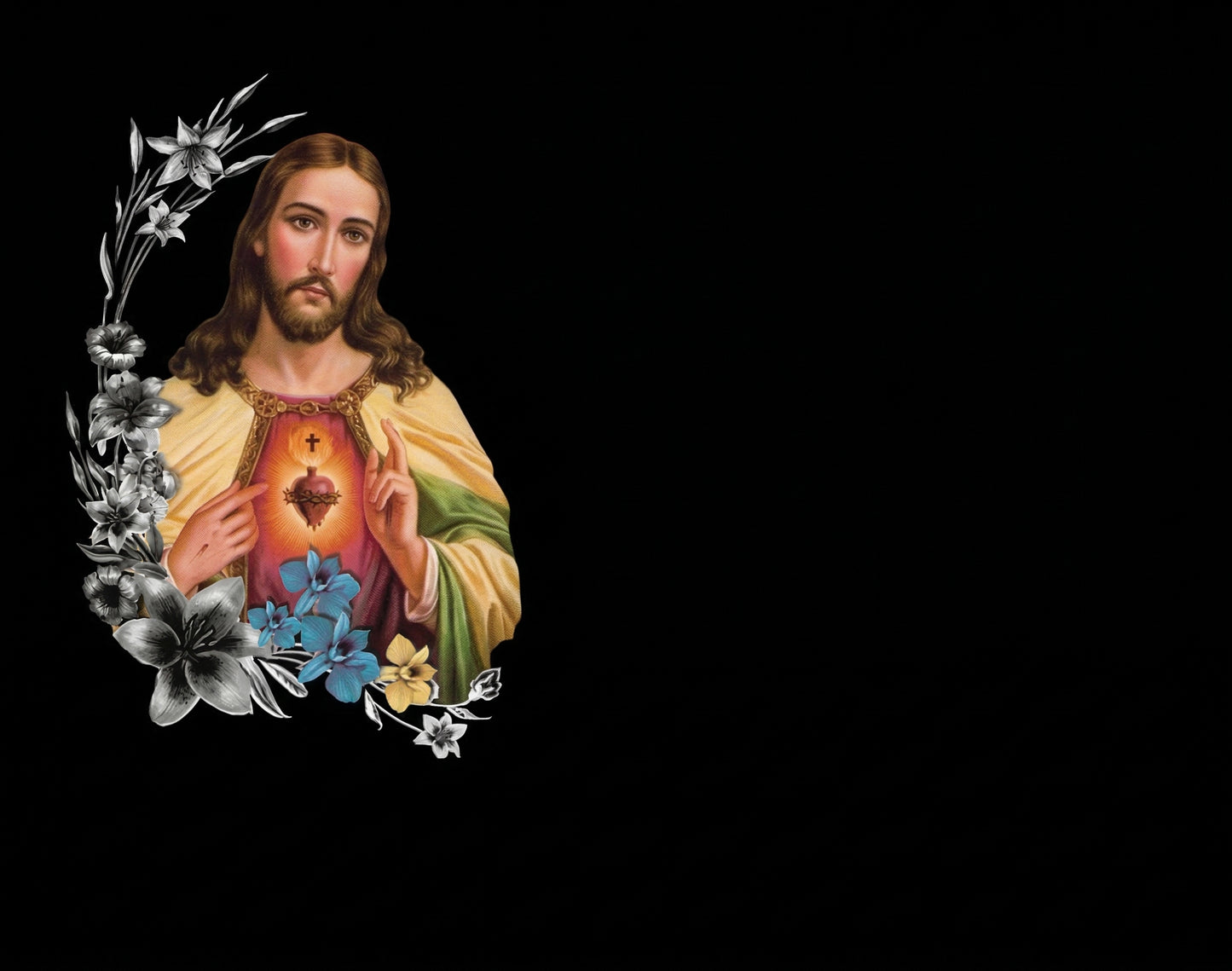 "Lápidas personalizadas con el grabado del Sagrado Corazón de Jesús. Arte sacro de alta fidelidad en granito negro con tecnología láser HD. 50 años de garantía y respeto."