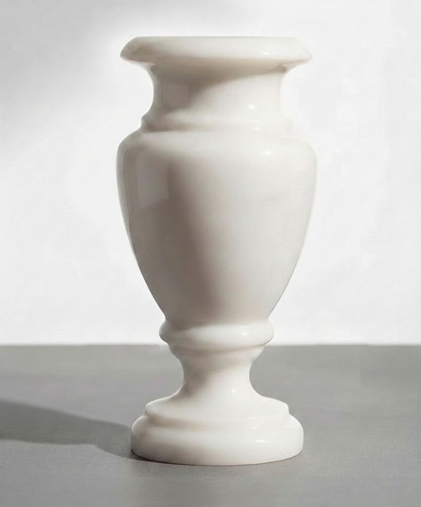 El jarrón de mármol blanco Macael es un elemento funerario elegante y resistente, ideal para la decoración de sepulturas y lápidas. Fabricado con mármol Macael auténtico, ofrece una estética limpia, clásica y duradera, capaz de soportar la exposición constante a la intemperie sin deterioro.