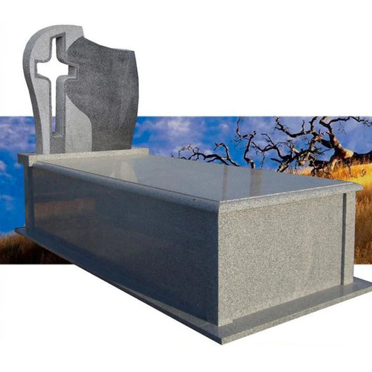 Lápida Modelo Cruz Calada en Granito Gris Quintana de 5 cm. | Ref. LA 209 Madrid