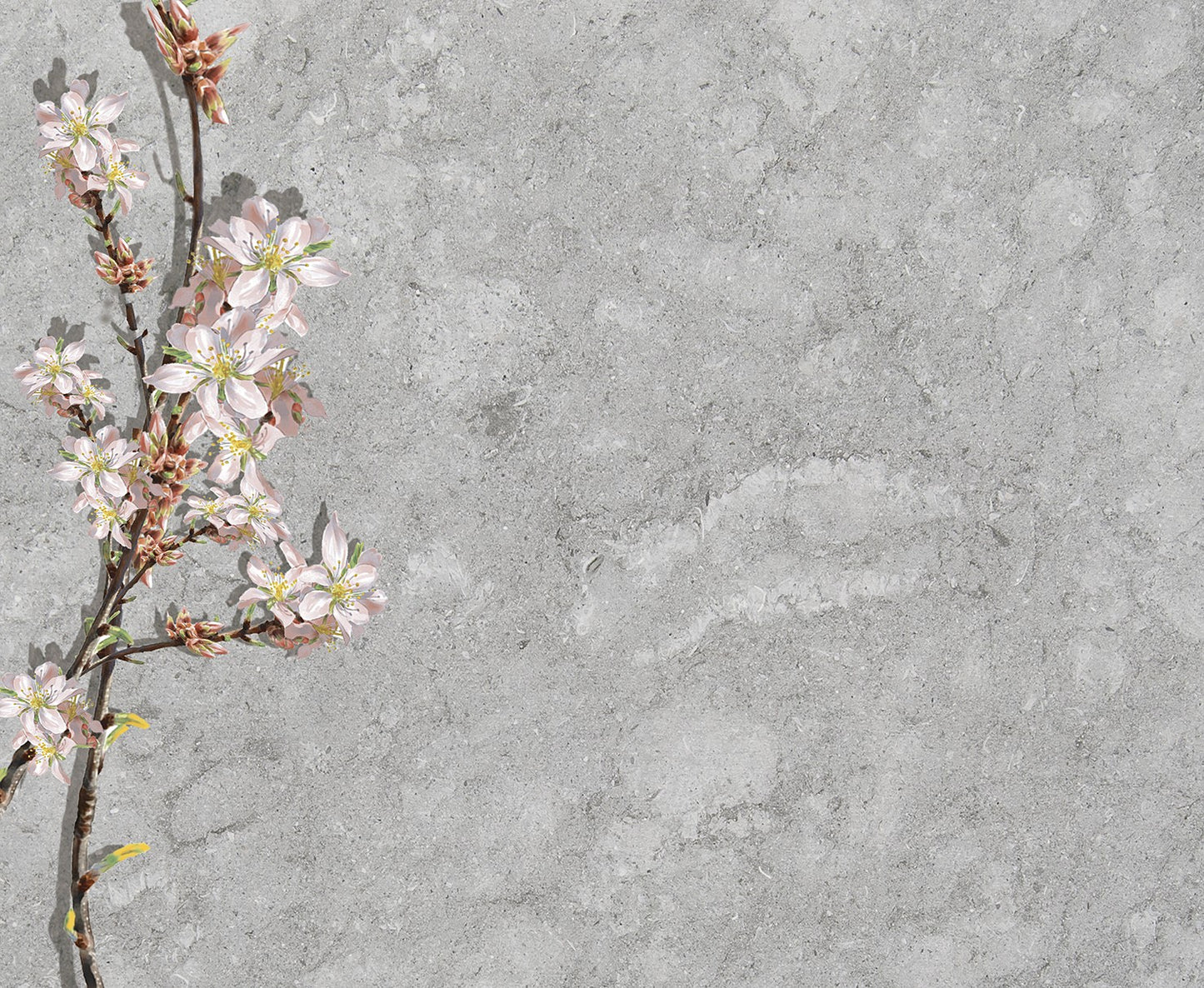 Lápida funeraria de cerámica con imagen de una rama de almendro en flor, diseño natural, delicado y simbólico para nicho