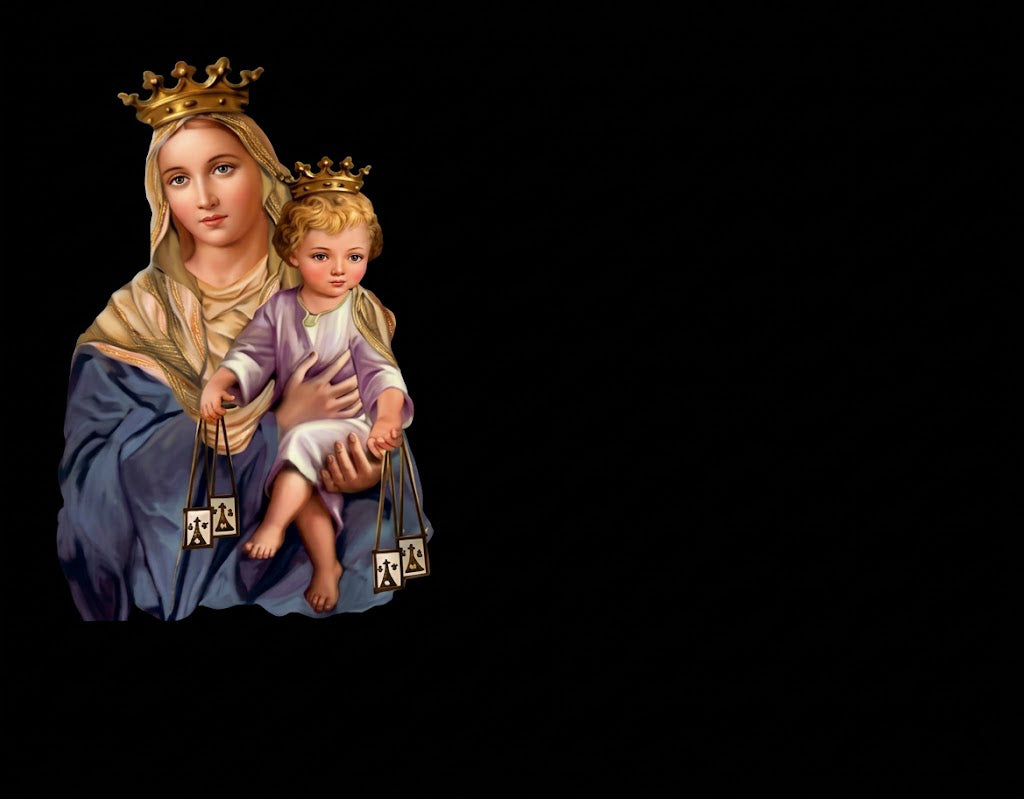 Lápida de Nicho en Granito Premium – Incrustación Cerámica de Alta Definición Virgen del Carmen – Diseño Personalizado Ref. MP G13
