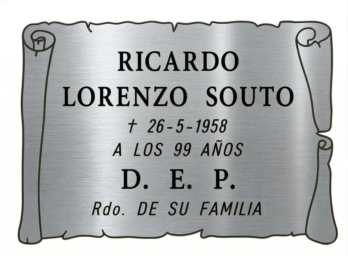 Placa de Aluminio PERGAMINO con Grabado Incluido