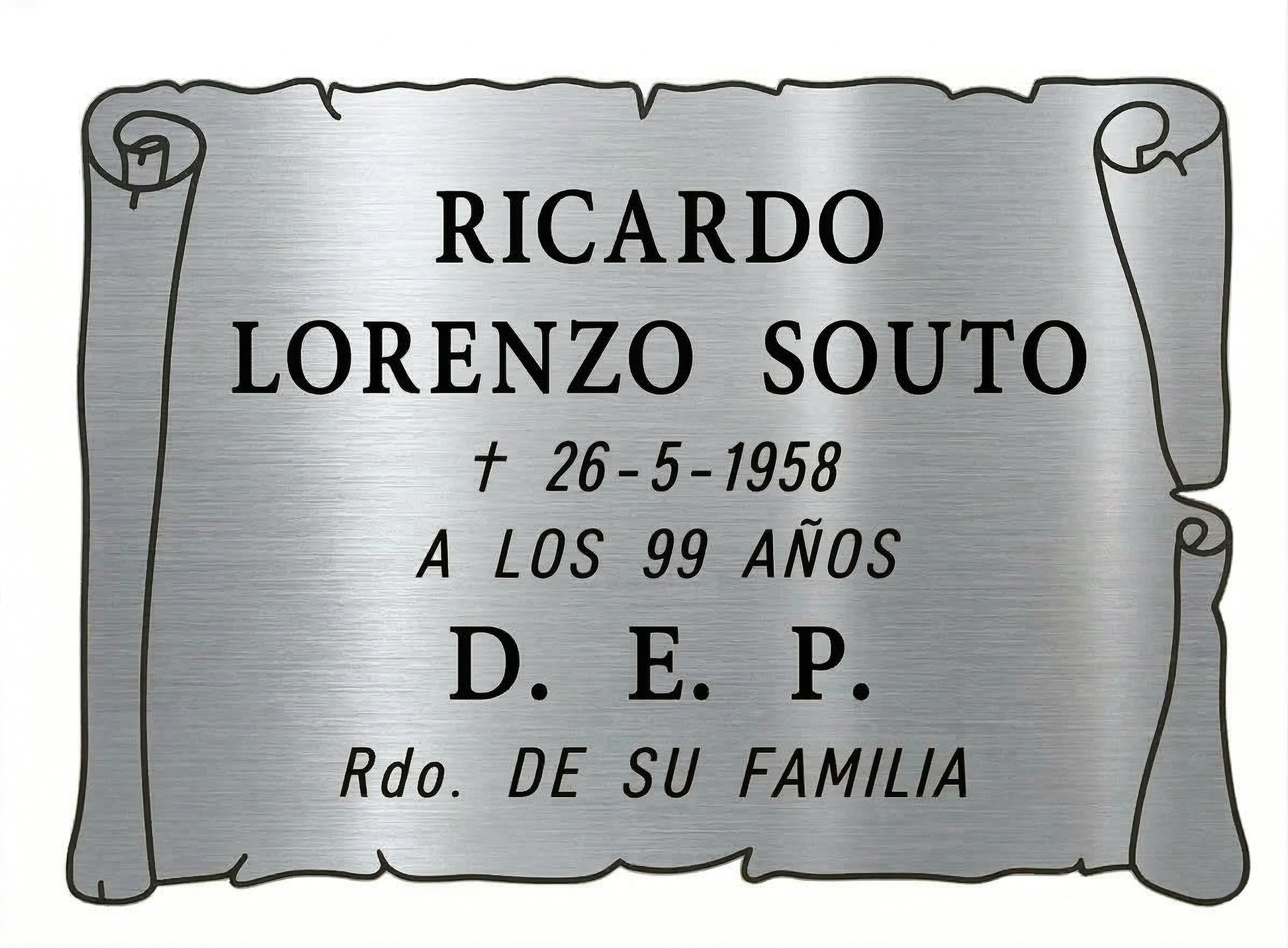 Placa de Aluminio PERGAMINO con Grabado Incluido