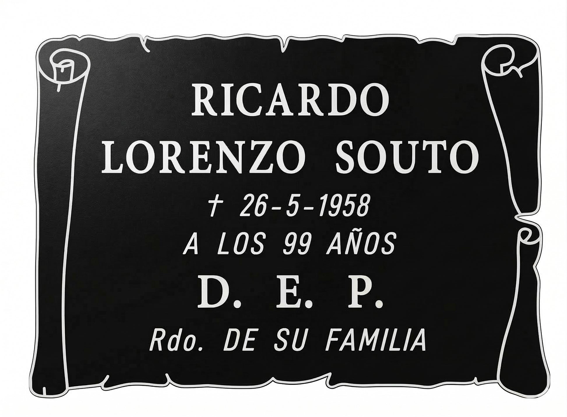 Placa de Aluminio PERGAMINO negro con Grabado Incluido