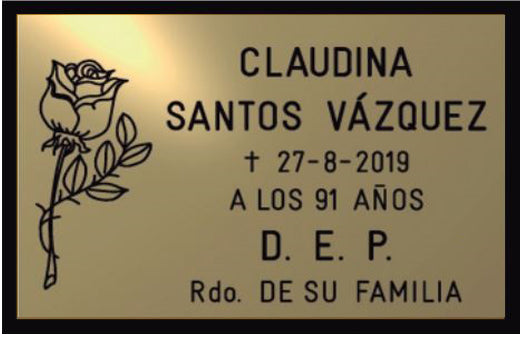 Placa de Aluminio champán con MARCO NEGRO Acabado Premium – Grabado Personalizado