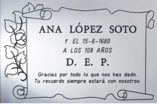Placas Ref. R51‑SB en acero inoxidable brillo con grabación personalizada. Medidas:25x15 y 30x20 cm. Entrega 7–10 días. info@memorialspain.com.