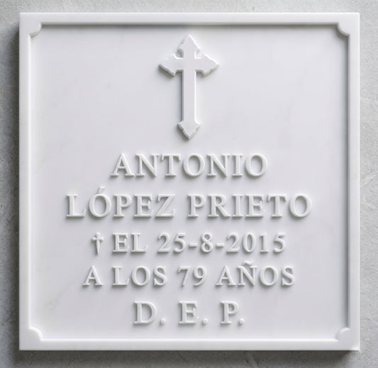 Fabricación de placas en piedra artificial con grabados en alto relieve. Diseños exclusivos y resistentes a la intemperie. Personaliza la tuya aquí.