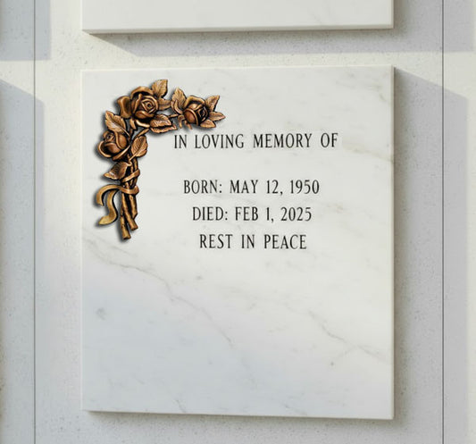 Ramo de rosas en bronce para lápidas. Resistente a la intemperie.