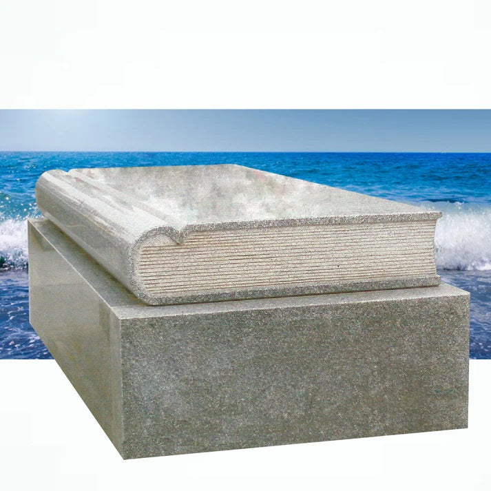 Tumbón Funerario Tapa Libro en Granito Gris Quintana de 20 cm. / Madrid