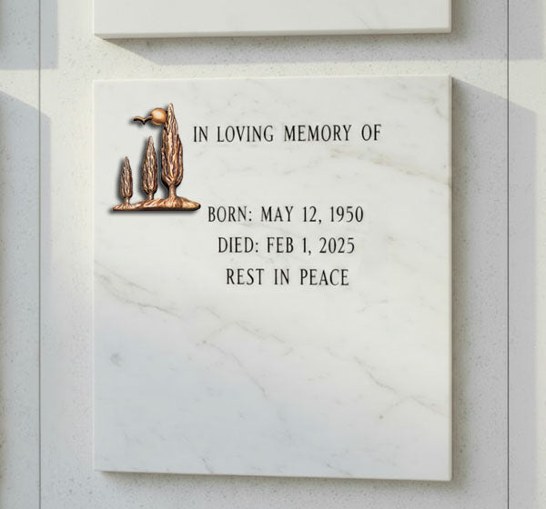 Los Cipreses BR 1982 están elaborados en bronce de alta calidad y especialmente diseñados para la decoración de lápidas y monumentos funerarios.