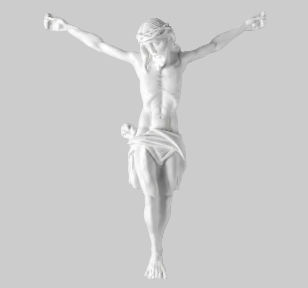Figura de Cristo en marmolina de 31 cm para la decoración de lápidas y cruces. Resistente y apta para uso exterior en cementerios.