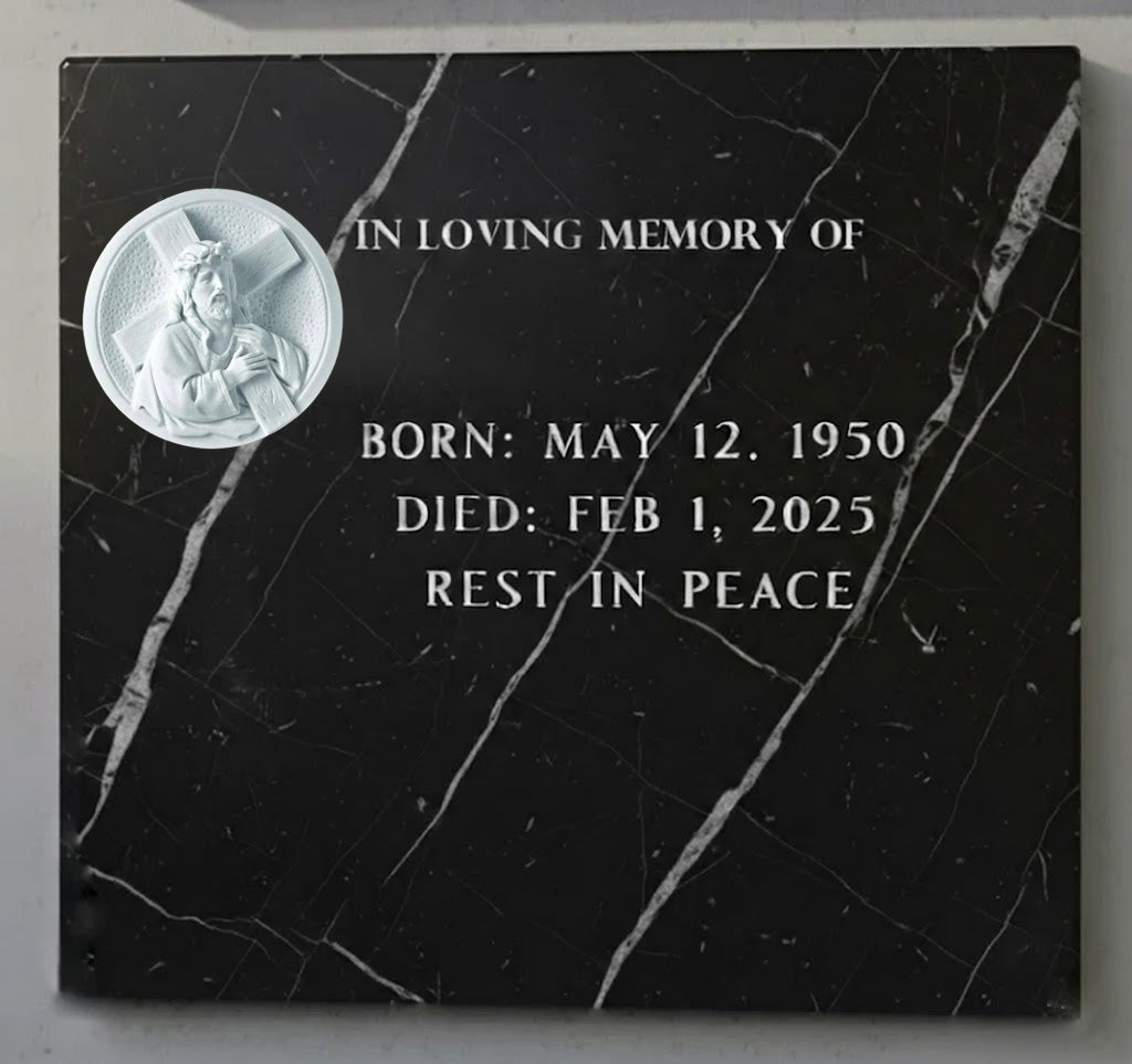 El medallón modelo MR 6712 de 14 cm está fabricado en mármol sintético