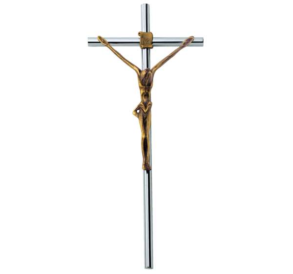 Cruz de Acero Inoxidable con Cristo de Bronce | AI 2330 – 48 cm