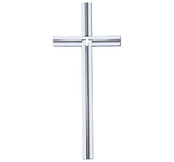 Cruz de acero inoxidable para lápidas y nichos. Modelo AI 2334 en 44 cm. Alta resistencia al exterior, acabado duradero y envío a toda España.