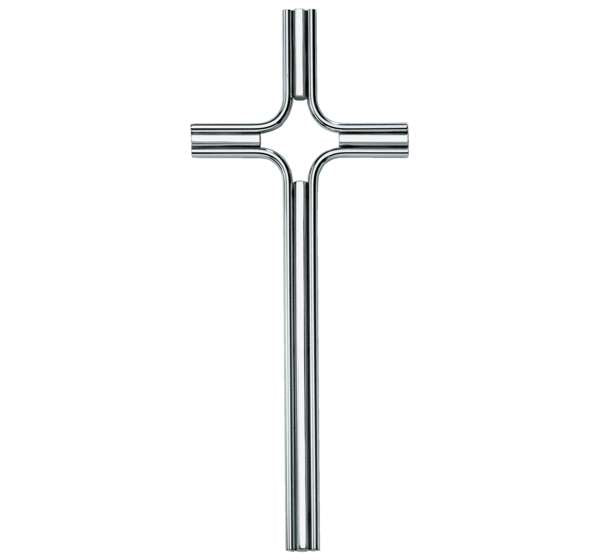 Cruz de acero inoxidable para lápidas y nichos. Modelo AI 2336 en 43 cm. Alta resistencia al exterior, acabado duradero y envío a toda España.