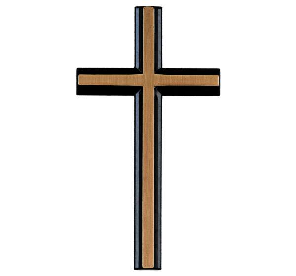Cruz pequeña de bronce de 12 cm, referencia BR 1, diseñada para decorar lápidas y columbarios, resistente a la intemperie. Envío a Toda España