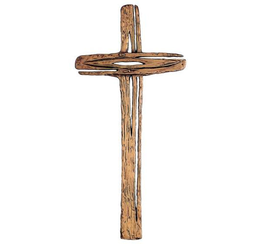 Cruz de bronce fundido de 59 cm modelo BR 2613, diseño de gran formato para ornamentación de panteones y lápidas, acabado de alta resistencia.