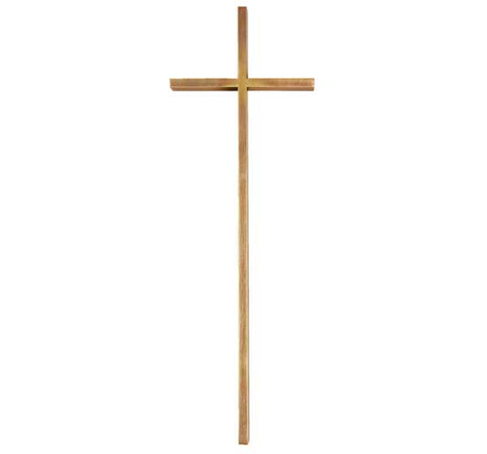 Cruz de bronce modelo BR 2172 disponible en tamaños desde 20 cm hasta 80 cm, ideal para decoración de nichos, lápidas y panteones familiares