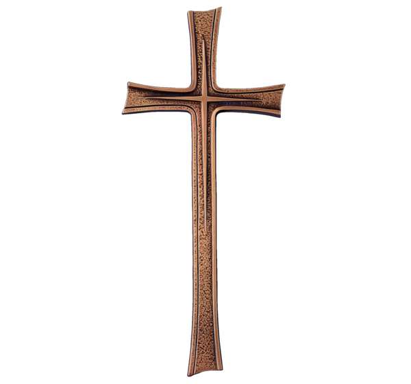 Cruz de bronce de 40 cm modelo BR 1458 de gran formato para decoración de lápidas y panteones, fabricada en bronce resistente a la intemperie.