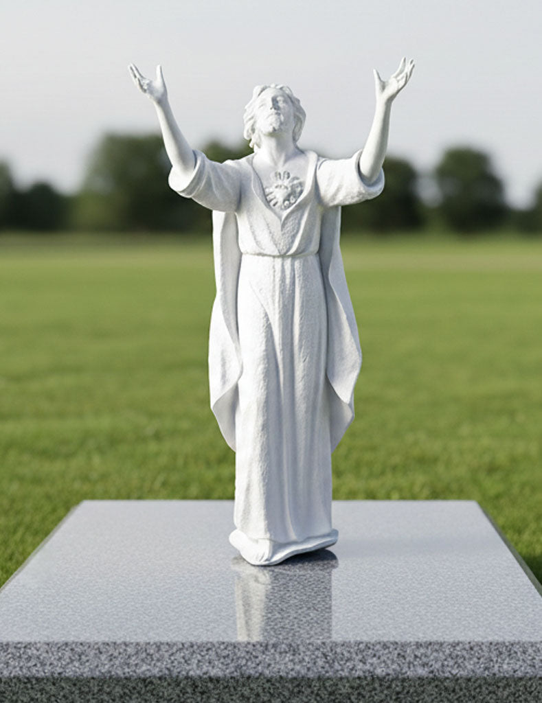 Escultura del Sagrado Corazón de Jesús de 140 cm en Mármol Sintético | Fijación a Suelo