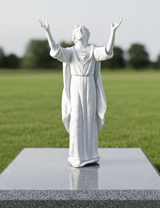 Escultura del Sagrado Corazón de Jesús de 140 cm en Mármol Sintético | Fijación a Suelo