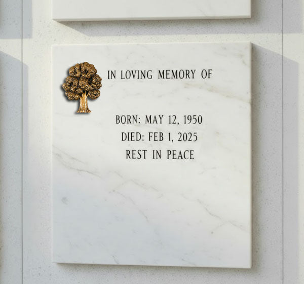 El Roble BR 1940 está elaborado en bronce de alta calidad y especialmente diseñado para la decoración de lápidas y monumentos funerarios.